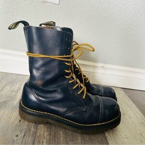 Dr. Martens Vintage Made in England Navy Crazy Bomb Style Combat Boots 10